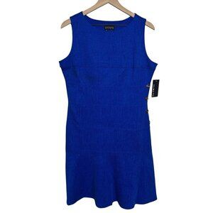 Enfocus Studio Sz 14 Royal Blue Sleeveless Tiered A Line Midi Dress Gold Detail